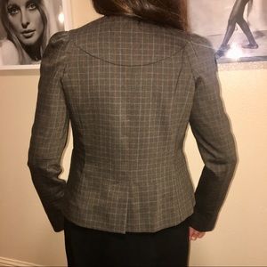 French Connection Brown Tailored Short Sherlock Blazer Office Jacket Puff Sleeve